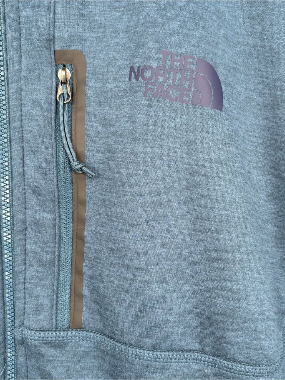 The North Face Men's Full-Zip Hooded Fleece Lined Jacket Large Blue/Teal Outdoor - Picture 3 of 8